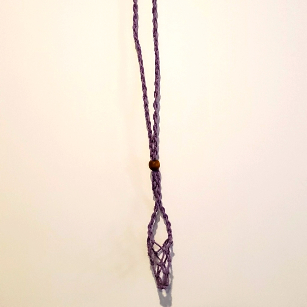 🟪PURPLE ADJUSTABLE HANDCRAFTED CORDED EMPTY CAGE CRYSTAL NECKLACE